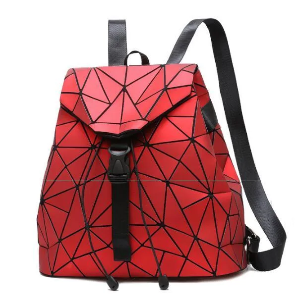 Wholesale Polyhedral Lady Geometric Pattern PU Leather Travel Bag Fashion Commuter Backpack