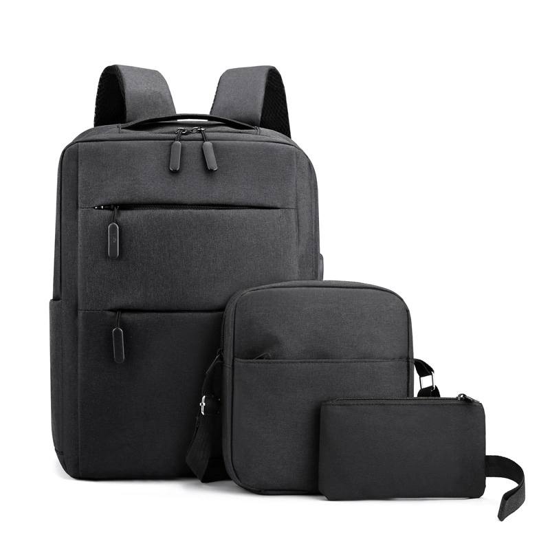 Promotion Wholesale 3 in 1 Set USB Backpack Laptop Bag Oxford Cloth Backpack Men′s Business School Computer Bag