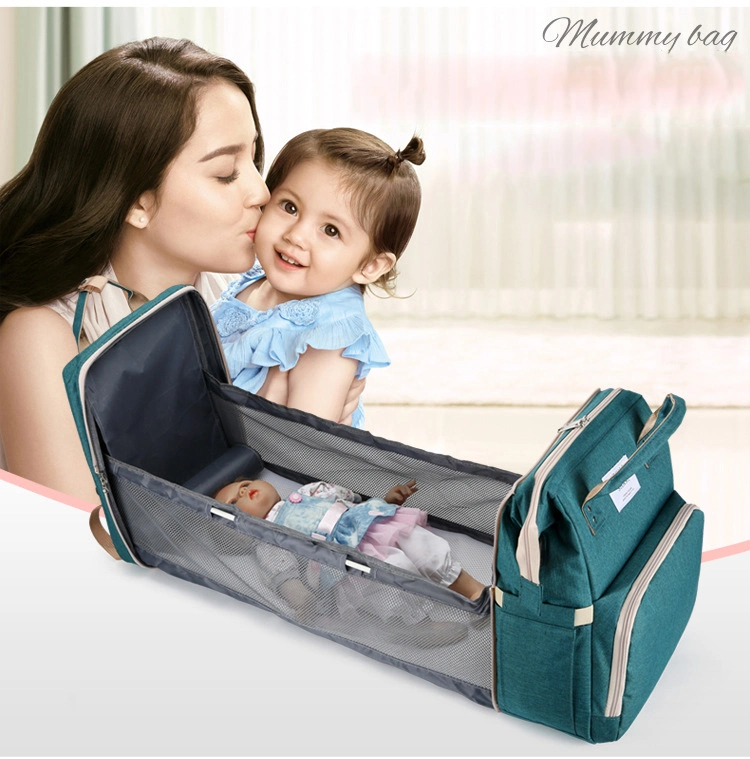 Multifunctional Folding Diaper Bag Mommy Bag Large Capacity Foldable Baby Bed Bag Customized Mommy Shoulders Bags