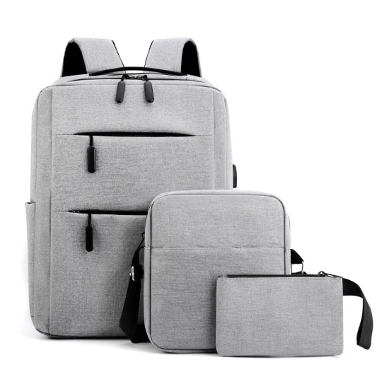 Promotion Großhandel 3 in 1 Set USB Rucksack Laptoptasche Oxford Stoff Rucksack Herren Business School Computertasche