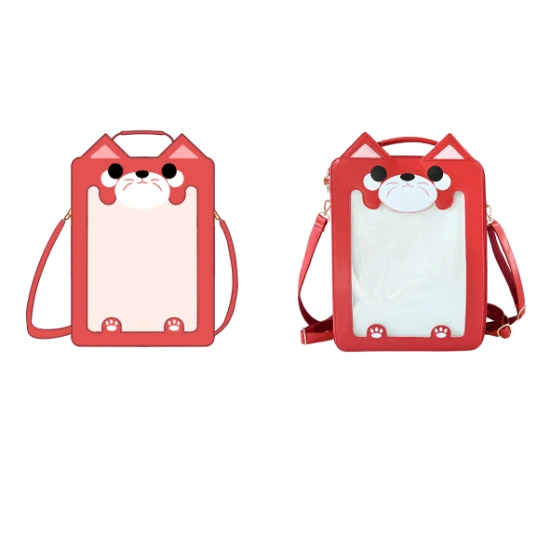 Benutzerdefinierte Ita Tasche PU Leder Clear Pin Display Schule Cosplay Rucksack