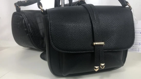 Kleine neue modische Damen-Taschen aus echtem Leder in Schwarz, Handtasche, Schulter-Crossbody-Tasche mit guter Steppung für Damen